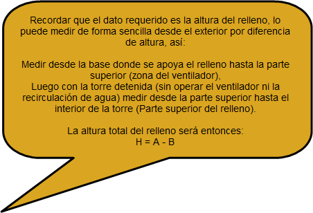 Altura relleno de torre de enfriamiento